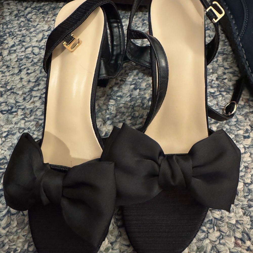 Elegant Black Bow Women's Heels